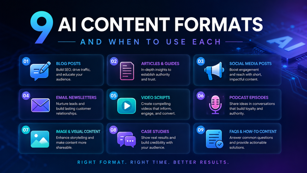 9 AI Content Formats and When to Use Each